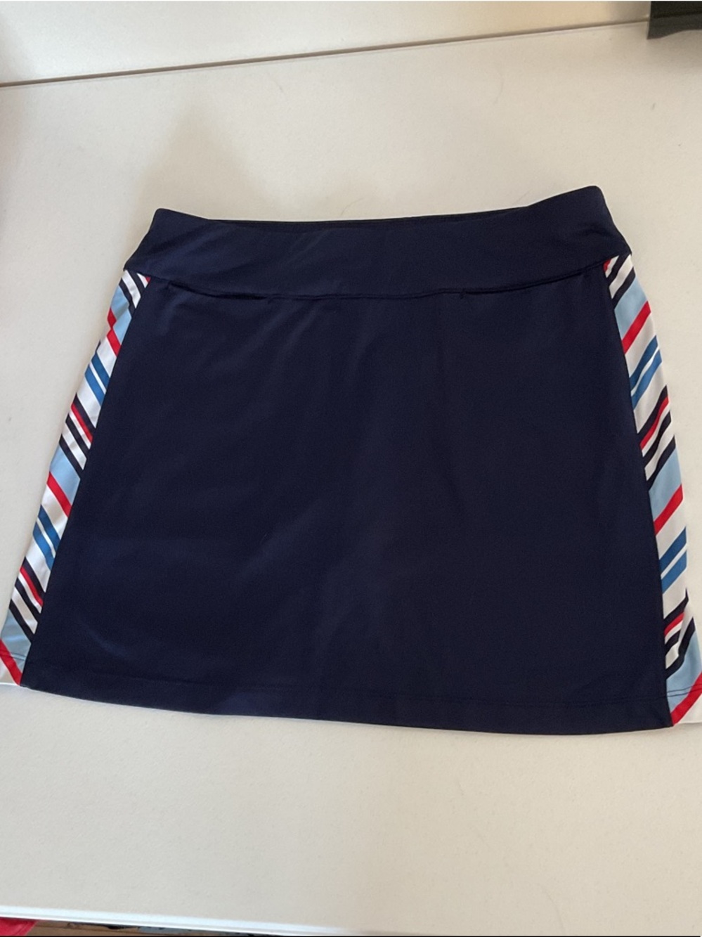 Coral Bay Navy Mini Skort with Red, Light Blue & White Stripe Panels
